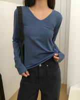 [ORIGINAL] Tika Pigment V-Neck Long-Sleeve T-Shirt