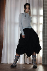  drawn ruffle skirt_black