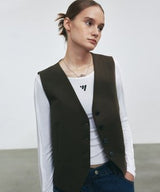 SINGLE BREASTED BUCKLE VEST_BLACK
