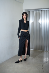Zipper Cropped Shirts Black