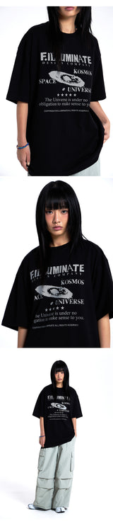 Space Graphic Round T-Shirt-Black