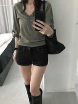 Button Roll-Up T-Shirt (3 colors)