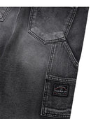 [S-XL] オールブラッシュカーペンターパッチデニムパンツ