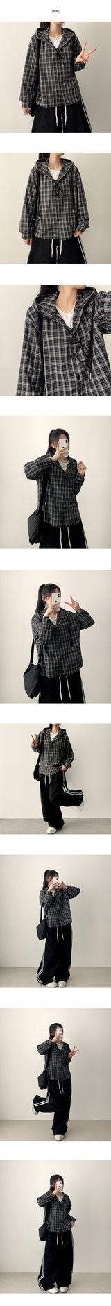 Meki Check Hooded Shirt 