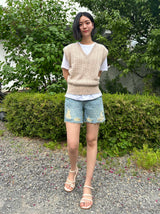 4パートデストロイドドットデニムパンツ code 21102