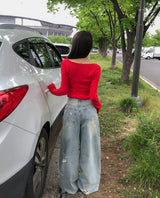 ベッキーラフダメージデニムパンツ