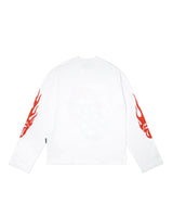 DCxRS フレイムタング長袖Tシャツ ホワイト