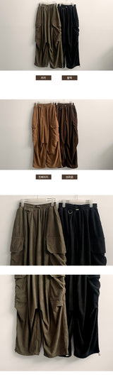 Duckle pintuck corduroy wide cargo pants