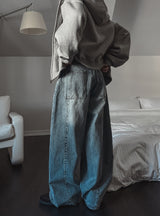 Shell Washing Wide Balloon Denim