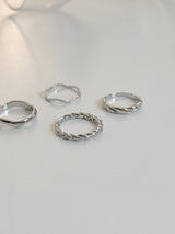 [4 set] square twisted bold ring set / ring layered simple mood