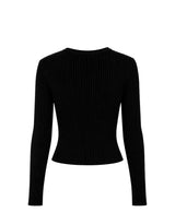 Amelia Jewel Button Rib Knit Cardigan Black