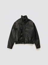 High-neck Leather Jacket_Black