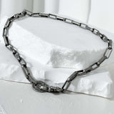 SS-6mm BOX chain neckloace_dark silver