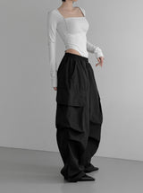 (Unisex) Lukin Big Pocket Cargo Wide Pants