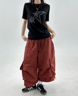 NYLON PARACHUTE BERMUDA PANTS❤🖤🩶💚