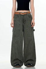 Patchwork Wide-Leg Cargo Pants