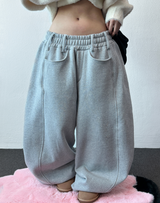Balloon Wide Collie Belt Color-Point Fleece Balloon Wide Pants 🖤💜 5COLOR