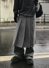  PLEATS WRAP BUTTON SKIRT