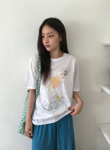 Kuon Print Loose Fit Short Sleeve Tee