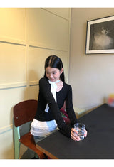 lace frill scarf long-sleeve t-shirt