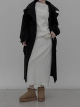 High-neck adjust double long coat