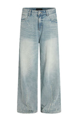 Washed Textured Straight Jeans