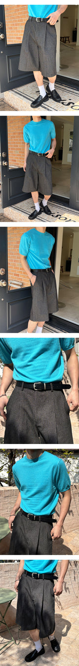[S/S] Pin stripe bermuda pants