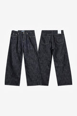 Indigo embossed denim pants