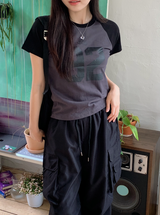 スポーティーラグランカラー半袖Tシャツ (4color)
