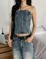 Kishi Set-Up Cut Out Denim Top