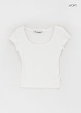 [B-BASIC] Basic Ribbed Wide U-Neck Cap Sleeve Short Sleeve Top (2 Size)