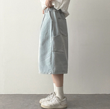 エリンカーペンターポケットバンド付き デニムバミューダパンツ