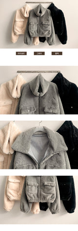 Pocket High-neck Cropped Jumper