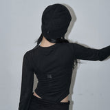ロングストリングメッシュビーニー (BLACK)