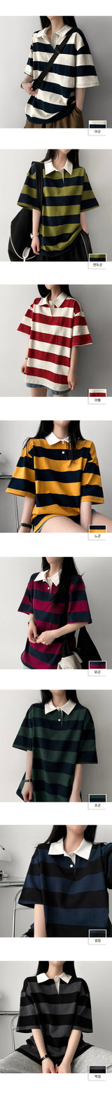 O'Kle Color Rugby Unit price Collar Short-sleeved T-shirt