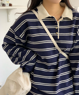 ビンツ ストライプ カラー ニット