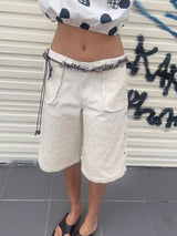 UnsocialNight beige lace three-piece pants