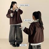 ティックチェッカードリニングハイネックパデッドジャンパー