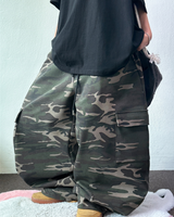 SEMI BALLOON WIDE OVER CARGO MILITARY LONG PANTS 🐝💚🤎 - 2 COLORS