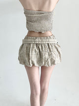 1486. ​​Jane Ribbon Balloon Check Mini Skirt