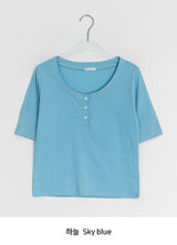 Taeyu Color Button Short Sleeve Tee