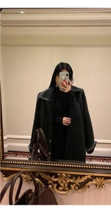 Half Turtleneck Black Flared Long Dress