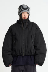 Coated crop padding blouson
