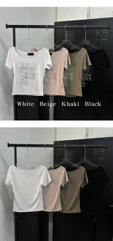 [S/S] レタリングUネックハーフTシャツ(4color)