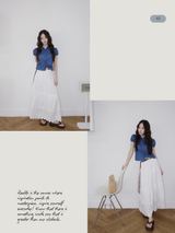 Cotton Punching Banded Waist Long Skirt