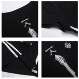 Funky グラフィックレースアップクロップTシャツ 231949403