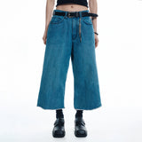 Cut-off Capri Denim Pants - MEDIUM BLUE