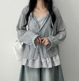 Wanu linen button hooded cardigan