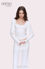 Anna lace cardigan training three-piece set (Sleeveless cardigan, pants)