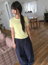 カヤリカラーベーシックレイヤードクロップド半袖Tシャツ